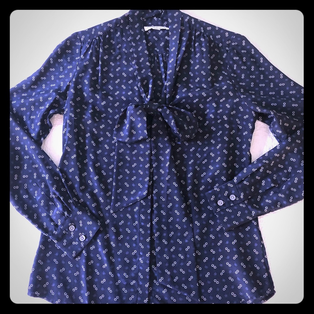 Dressy silk button-up with tie front